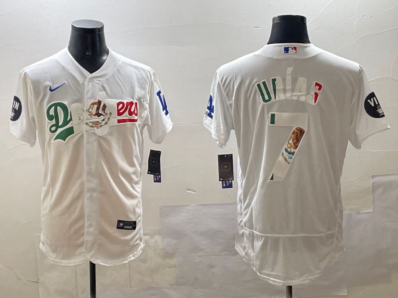 Men Los Angeles Dodgers #7 Urias White Mexico Elite 2025 Nike MLB Jersey style 1